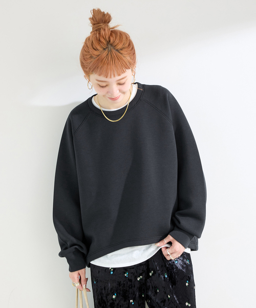 CLANE - クラネ 22SS プルオーバー スウェット ダンボール 長袖 キーネック 1 CLANE - スウェット トップス - C SWEAT TOPS - BLACK | ADDICT