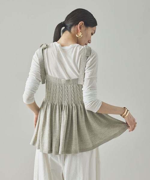 Curensology（カレンソロジー）の「Curensology(カレンソロジー)/ウールリネンキャミニット（キャミソール・レディース・ベージュ/ネイビー/ライトブラウン・FREE）」の6枚目の写真