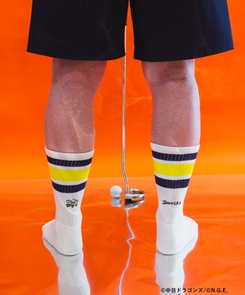 BEAMS JAPAN（ビームス　ジャパン）の「【大名古屋展2025】【別注】愛知トヨタ / Dra&GRA ラインソックス（ソックス/靴下・メンズ・レッド/イエロー・ONE SIZE）」の2枚目の写真