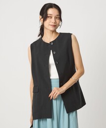 【美品】グリーンレーベルリラクシング ノーカラー セットアップ 通勤 近年 40 セール 50%OFF】[洗濯可能/ミラノリブ]◇D セットアップ ノー