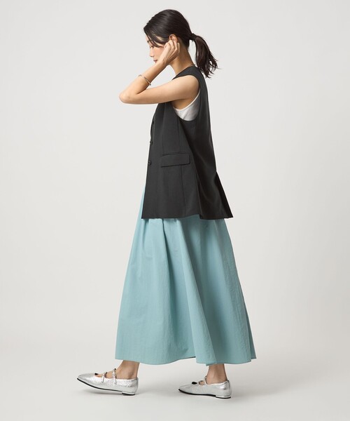【美品】グリーンレーベルリラクシング　FAbRICAファブリカノーカラージレ ◇GB C/R フリンジN/Cジャケット -O/S （ノーカラージャケット