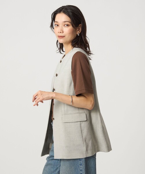 セール】パウダリー ノーカラー ジレ（ベスト）｜green label relaxing