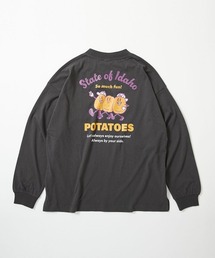 綿100% 大人 デビラボ プリント 袖リブ 長袖Tシャツ