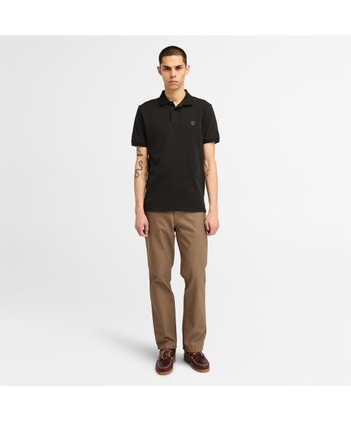 Timberland（ティンバーランド）の「半袖 ロゴ ポロシャツ メンズ（ポロシャツ・メンズ・ブラック×ブラック・XX-LARGE/X-LARGE/SMALL/MEDIUM/LARGE）」の2枚目の写真