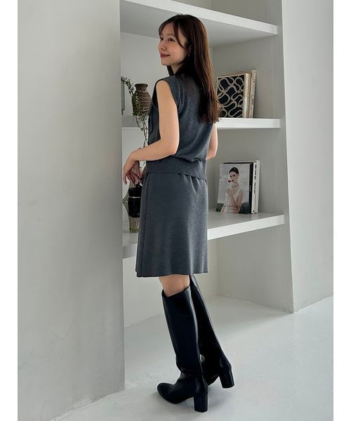 FRAY I.D（フレイアイディー）の「フラップデザインニットミニスカート（スカート・レディース・イエロー/ブラック/グレー・F）」の7枚目の写真