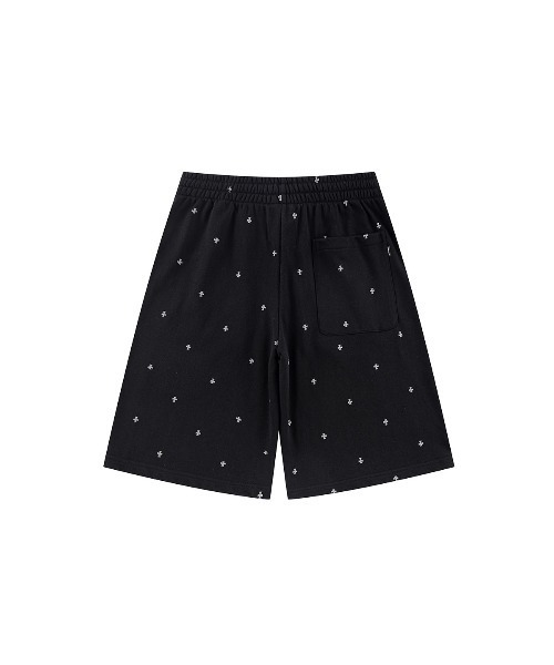 UNKNOWN LONDON（アンノウン・ロンドン）の「ショーツ｜Tiny Cross Glitter Baggy Sweat Shorts｜Unknown London（スウェットパンツ・メンズ・ブラック/オフホワイト・X-LARGE/LARGE/MEDIUM/SMALL）」の3枚目の写真