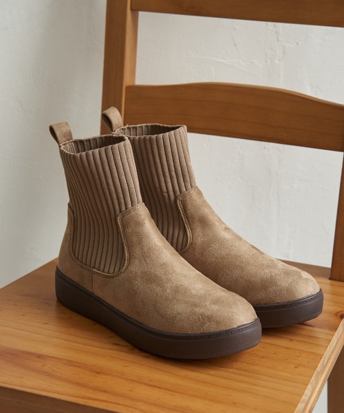 ikka（イッカ）の「ニットスニーカーブーツ（ブーツ・レディース・チャコールグレー/ブラック/ベージュ/その他1・M/L）」の4枚目の写真