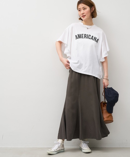 AMERICANA(アメリカーナ)の「15th ANNIVERSARY 【AMERICANA×MICA&DEAL】フリルスリーブTシャツ(Tシャツ/カットソー・レディース・スミクロ/ベージュ/ブラウン/ホワイト・FREE)」の5枚目の写真