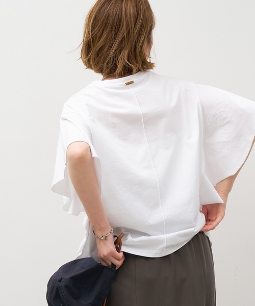 AMERICANA(アメリカーナ)の「15th ANNIVERSARY 【AMERICANA×MICA&DEAL】フリルスリーブTシャツ(Tシャツ/カットソー・レディース・スミクロ/ベージュ/ブラウン/ホワイト・FREE)」の8枚目の写真