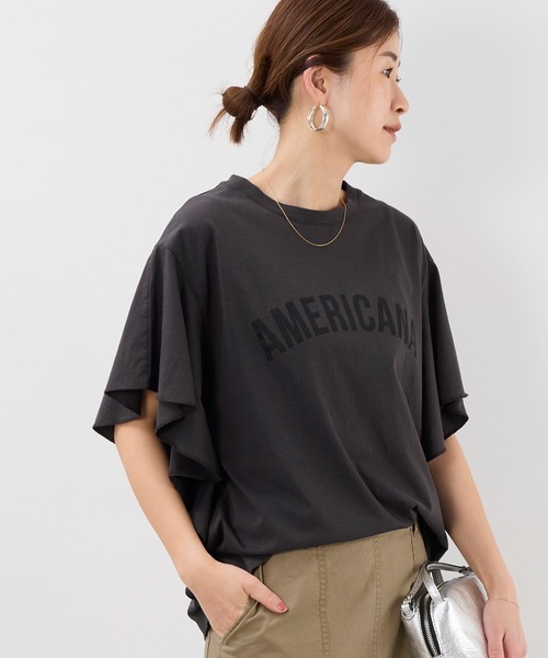 AMERICANA(アメリカーナ)の「15th ANNIVERSARY 【AMERICANA×MICA&DEAL】フリルスリーブTシャツ(Tシャツ/カットソー・レディース・スミクロ/ベージュ/ブラウン/ホワイト・FREE)」の14枚目の写真