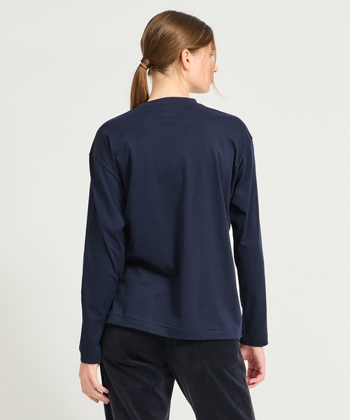 ESTNATION（エストネーション）の「GOOD PEOPLE GOOD STITCHING GOOD PRODUCT for ESTNATION / コットンスムース ロングスリーブTシャツ（Tシャツ/カットソー・レディース・ネイビー/ホワイト/ブラック/グレイッシュベージュ・FREE）」の9枚目の写真