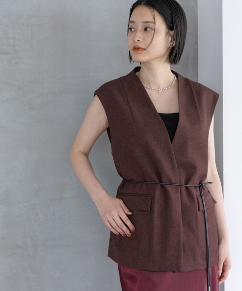 A part by（アパートバイ）の「【セットアップ対応】Ｗライクノーカラーベスト（ベスト・レディース・ネイビー/グレー系その他4/ブラウン系その他・FREE）」の3枚目の写真