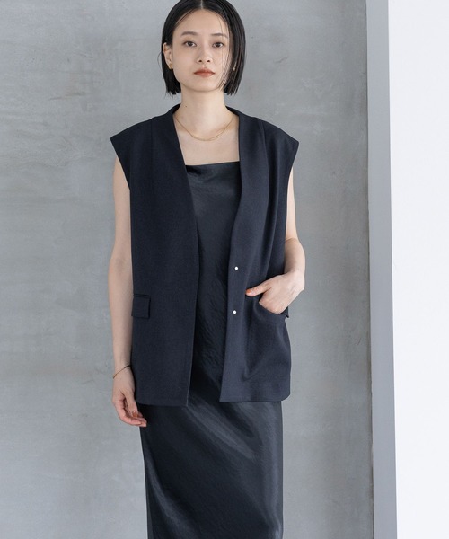 A part by（アパートバイ）の「【セットアップ対応】Ｗライクノーカラーベスト（ベスト・レディース・ネイビー/グレー系その他4/ブラウン系その他・FREE）」の2枚目の写真