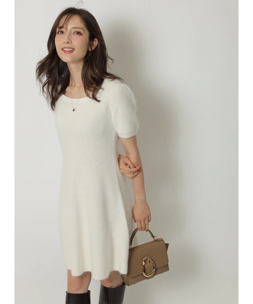 Apuweiser-riche（アプワイザーリッシェ）の「ふわふわ半袖スクエアニットワンピース（ワンピース・レディース・ボルドー/ホワイト/グレー・2/1）」の2枚目の写真