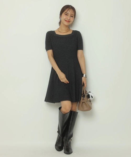 Apuweiser-riche（アプワイザーリッシェ）の「ふわふわ半袖スクエアニットワンピース（ワンピース・レディース・ボルドー/ホワイト/グレー・2/1）」の11枚目の写真