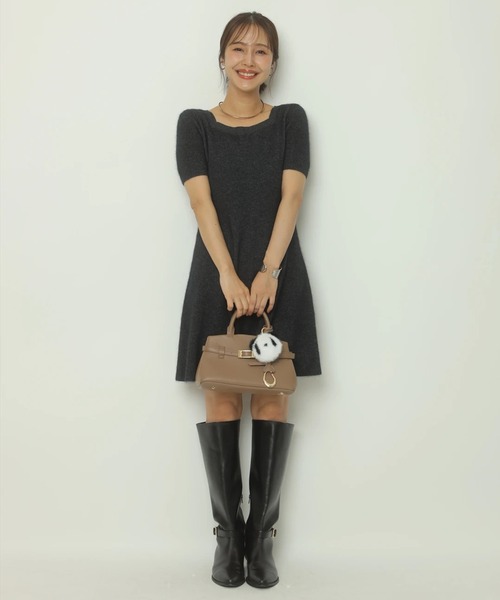 Apuweiser-riche（アプワイザーリッシェ）の「ふわふわ半袖スクエアニットワンピース（ワンピース・レディース・ボルドー/ホワイト/グレー・2/1）」の12枚目の写真