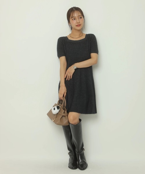 Apuweiser-riche（アプワイザーリッシェ）の「ふわふわ半袖スクエアニットワンピース（ワンピース・レディース・ボルドー/ホワイト/グレー・2/1）」の13枚目の写真