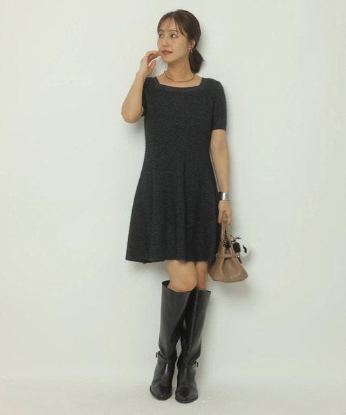 Apuweiser-riche（アプワイザーリッシェ）の「ふわふわ半袖スクエアニットワンピース（ワンピース・レディース・ボルドー/ホワイト/グレー・2/1）」の16枚目の写真