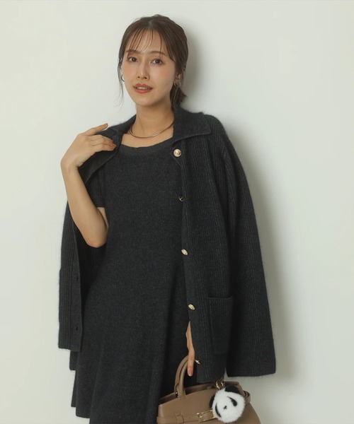 Apuweiser-riche（アプワイザーリッシェ）の「ふわふわ半袖スクエアニットワンピース（ワンピース・レディース・ボルドー/ホワイト/グレー・2/1）」の21枚目の写真