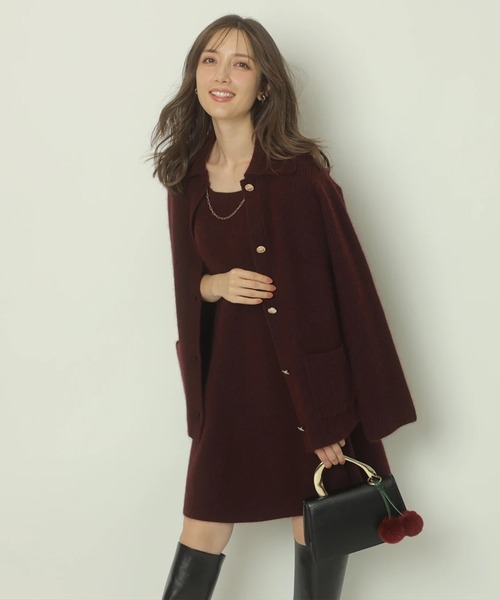 Apuweiser-riche（アプワイザーリッシェ）の「ふわふわ半袖スクエアニットワンピース（ワンピース・レディース・ボルドー/ホワイト/グレー・2/1）」の5枚目の写真