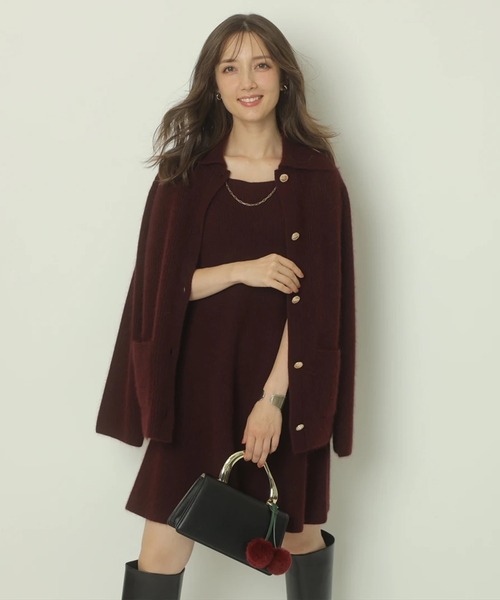 Apuweiser-riche（アプワイザーリッシェ）の「ふわふわ半袖スクエアニットワンピース（ワンピース・レディース・ボルドー/ホワイト/グレー・2/1）」の6枚目の写真