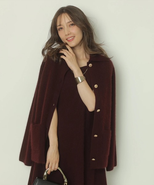 Apuweiser-riche（アプワイザーリッシェ）の「ふわふわ半袖スクエアニットワンピース（ワンピース・レディース・ボルドー/ホワイト/グレー・2/1）」の8枚目の写真