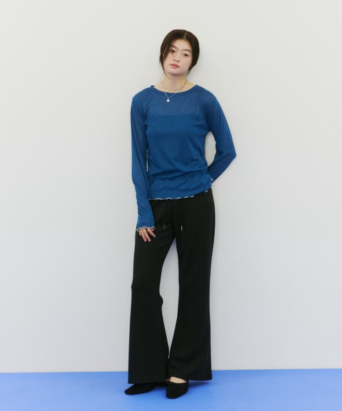 bita.（ビタ）の「シアーリブボートネックトップス（Tシャツ/カットソー・レディース・ブラウン/ブラック/ブルー・FREE）」の16枚目の写真