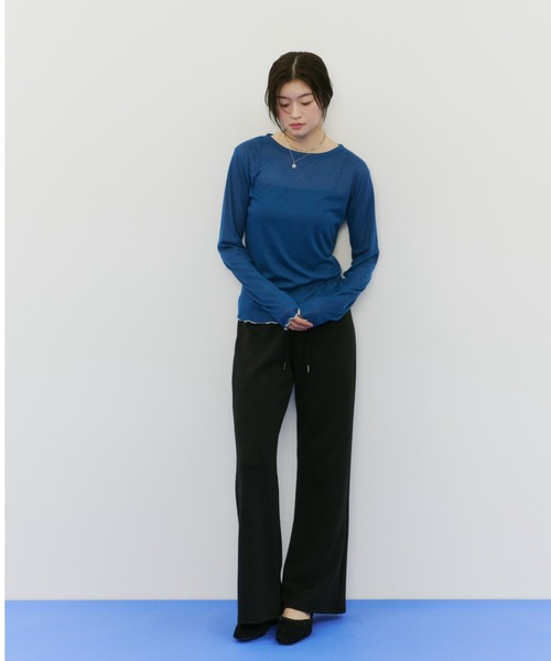 bita.（ビタ）の「シアーリブボートネックトップス（Tシャツ/カットソー・レディース・ブラウン/ブラック/ブルー・FREE）」の17枚目の写真