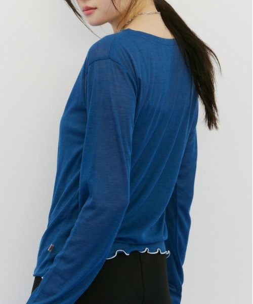 bita.（ビタ）の「シアーリブボートネックトップス（Tシャツ/カットソー・レディース・ブラウン/ブラック/ブルー・FREE）」の6枚目の写真