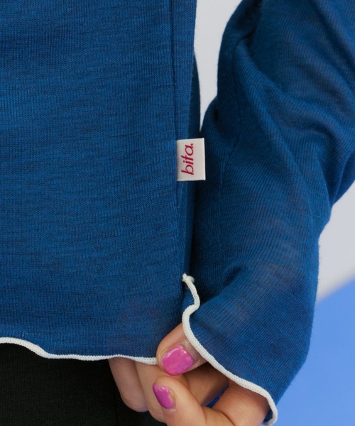 bita.（ビタ）の「シアーリブボートネックトップス（Tシャツ/カットソー・レディース・ブラウン/ブラック/ブルー・FREE）」の8枚目の写真