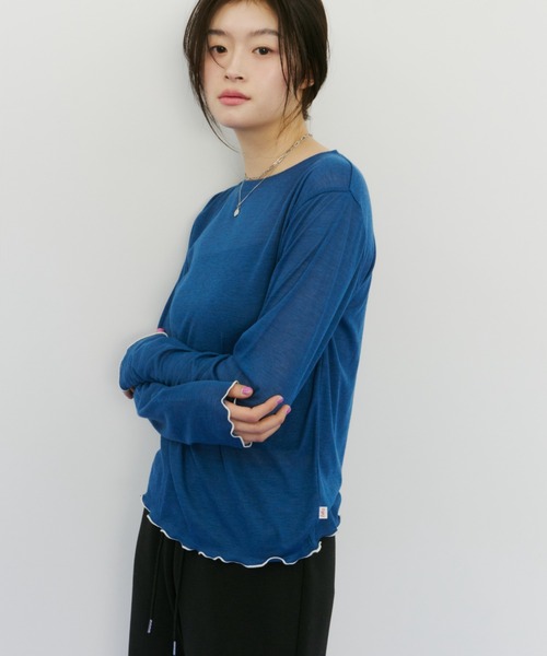 bita.（ビタ）の「シアーリブボートネックトップス（Tシャツ/カットソー・レディース・ブラウン/ブラック/ブルー・FREE）」の14枚目の写真