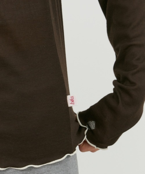 bita.（ビタ）の「シアーリブボートネックトップス（Tシャツ/カットソー・レディース・ブラウン/ブラック/ブルー・FREE）」の21枚目の写真