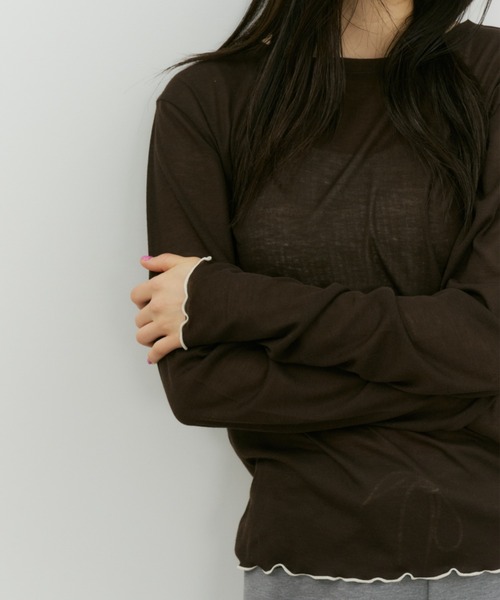 bita.（ビタ）の「シアーリブボートネックトップス（Tシャツ/カットソー・レディース・ブラウン/ブラック/ブルー・FREE）」の19枚目の写真