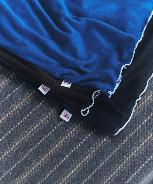 bita.（ビタ）の「シアーリブボートネックトップス（Tシャツ/カットソー・レディース・ブラウン/ブラック/ブルー・FREE）」の5枚目の写真