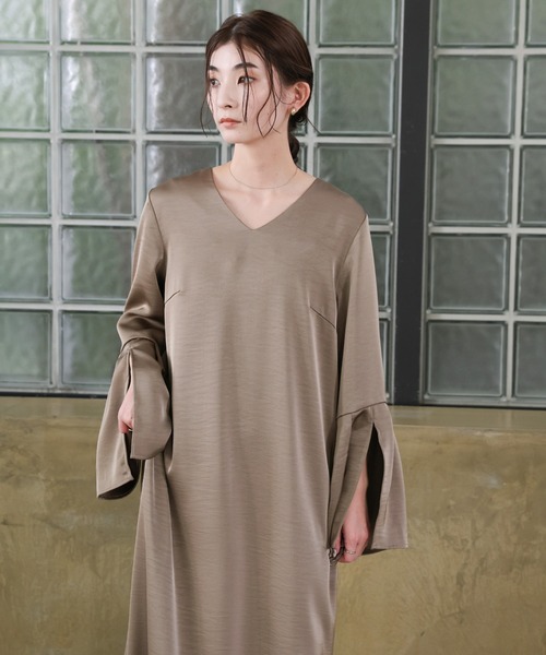select MOCA(セレクトモカ)の「【オケージョン/結婚式】スリットスリーブVネックワンピース(ドレス・レディース・ブラウン/ブラック・MEDIUM/LARGE)」の17枚目の写真