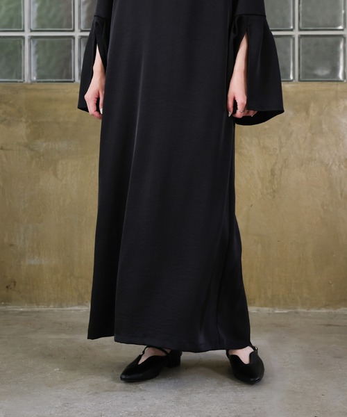 セール】【オケージョン/結婚式】スリットスリーブVネックワンピース