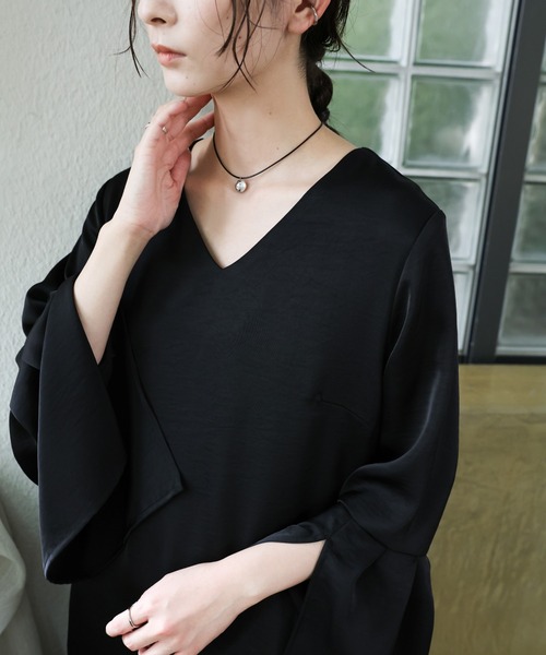 select MOCA(セレクトモカ)の「【オケージョン/結婚式】スリットスリーブVネックワンピース(ドレス・レディース・ブラウン/ブラック・MEDIUM/LARGE)」の9枚目の写真