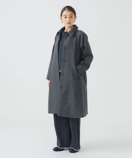 B:MING by BEAMS(ビーミングバイビームス)の「チェック ステンカラーコート(ステンカラーコート・レディース・グレー/ブラウン・SMALL/LARGE/MEDIUM)」の3枚目の写真