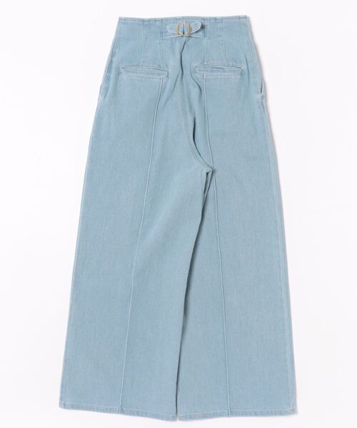 12Twelve Agenda(トゥエルブ アジェンダ)の「ハイウエストセンタープレスデニム風ワイドパンツ(デニムパンツ・レディース・サックスブルー/ピンク・M/S)」の3枚目の写真