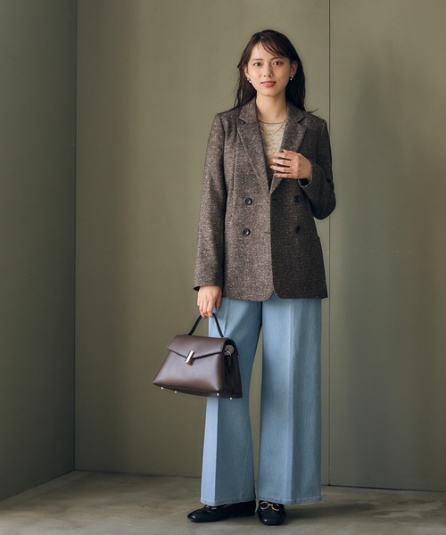 12Twelve Agenda(トゥエルブ アジェンダ)の「ハイウエストセンタープレスデニム風ワイドパンツ(デニムパンツ・レディース・サックスブルー/ピンク・M/S)」の11枚目の写真