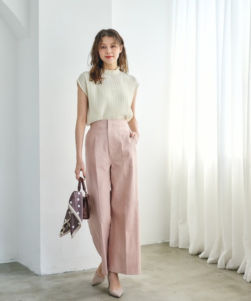 12Twelve Agenda(トゥエルブ アジェンダ)の「ハイウエストセンタープレスデニム風ワイドパンツ(デニムパンツ・レディース・サックスブルー/ピンク・M/S)」の17枚目の写真