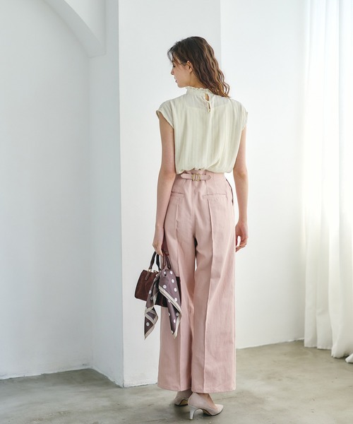 12Twelve Agenda(トゥエルブ アジェンダ)の「ハイウエストセンタープレスデニム風ワイドパンツ(デニムパンツ・レディース・サックスブルー/ピンク・M/S)」の18枚目の写真