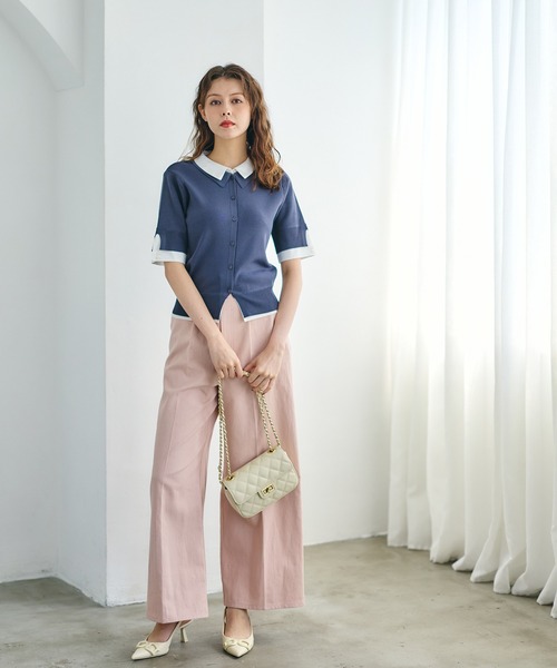 12Twelve Agenda(トゥエルブ アジェンダ)の「ハイウエストセンタープレスデニム風ワイドパンツ(デニムパンツ・レディース・サックスブルー/ピンク・M/S)」の19枚目の写真