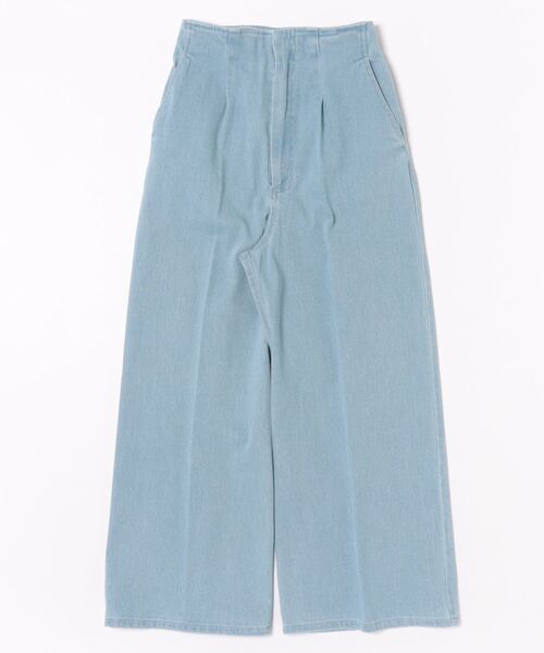 12Twelve Agenda(トゥエルブ アジェンダ)の「ハイウエストセンタープレスデニム風ワイドパンツ(デニムパンツ・レディース・サックスブルー/ピンク・M/S)」の5枚目の写真
