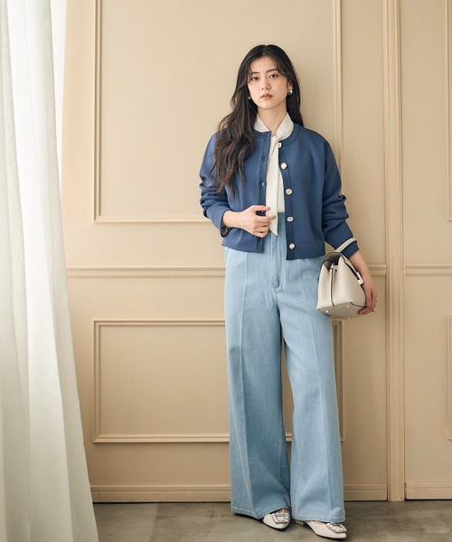 12Twelve Agenda(トゥエルブ アジェンダ)の「ハイウエストセンタープレスデニム風ワイドパンツ(デニムパンツ・レディース・サックスブルー/ピンク・M/S)」の22枚目の写真