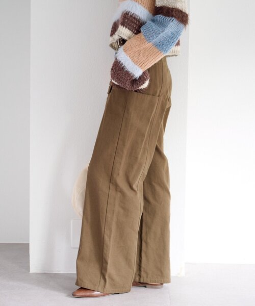 Kastane（カスタネ）の「【新色追加/低身長サイズ/2サイズ展開】スタッズサイドポケットパンツ（その他パンツ・レディース・ベージュ/ブラウン/ダークブラウン・1/0）」の5枚目の写真