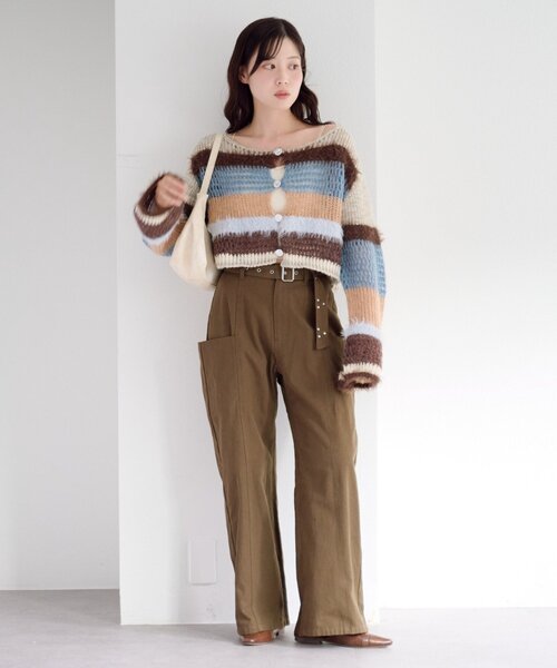 Kastane（カスタネ）の「【新色追加/低身長サイズ/2サイズ展開】スタッズサイドポケットパンツ（その他パンツ・レディース・ベージュ/ブラウン/ダークブラウン・1/0）」の6枚目の写真