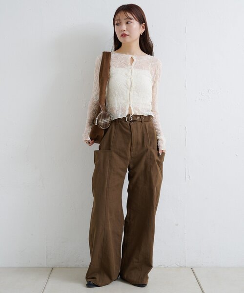 Kastane（カスタネ）の「【新色追加/低身長サイズ/2サイズ展開】スタッズサイドポケットパンツ（その他パンツ・レディース・ベージュ/ブラウン/ダークブラウン・1/0）」の9枚目の写真