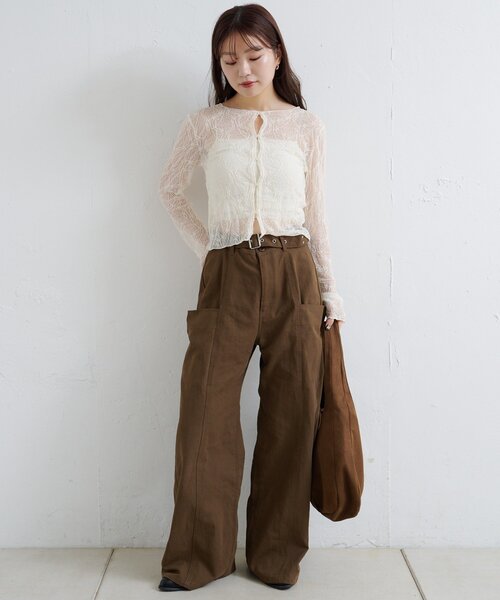 Kastane（カスタネ）の「【新色追加/低身長サイズ/2サイズ展開】スタッズサイドポケットパンツ（その他パンツ・レディース・ベージュ/ブラウン/ダークブラウン・1/0）」の11枚目の写真