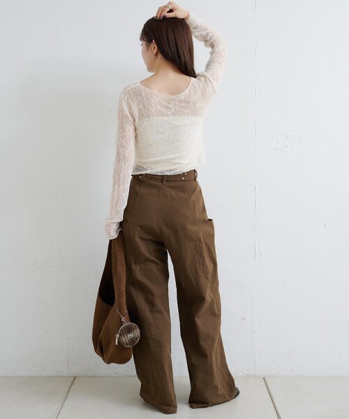 Kastane（カスタネ）の「【新色追加/低身長サイズ/2サイズ展開】スタッズサイドポケットパンツ（その他パンツ・レディース・ベージュ/ブラウン/ダークブラウン・1/0）」の13枚目の写真